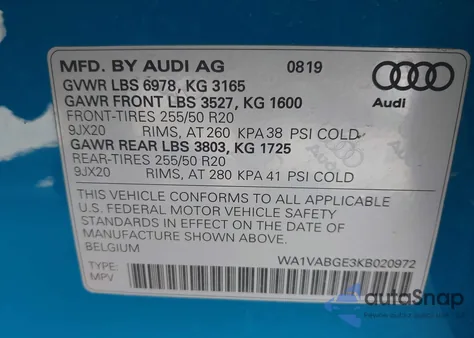 2019 Audi E-Tron Premium Plus from USA, damaged, VIN WA1VABGE3KB020972
